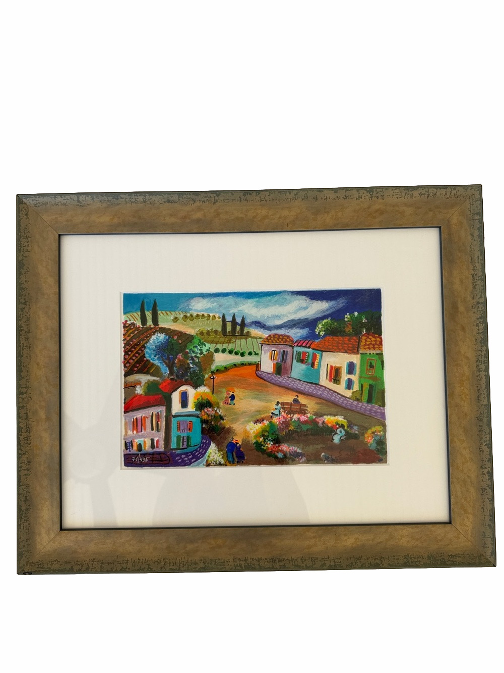 Shlomo Alter Lazy Evenings Hand Signed 71/495 Serigraph Framed Primitive Art